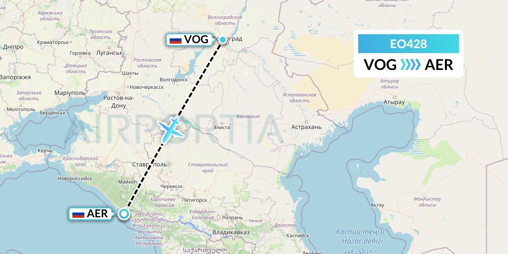 EO428 Pegas Fly Flight Map: Volgograd to Sochi