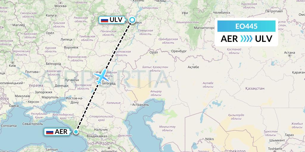 EO445 Pegas Fly Flight Map: Sochi to Ulyanovsk
