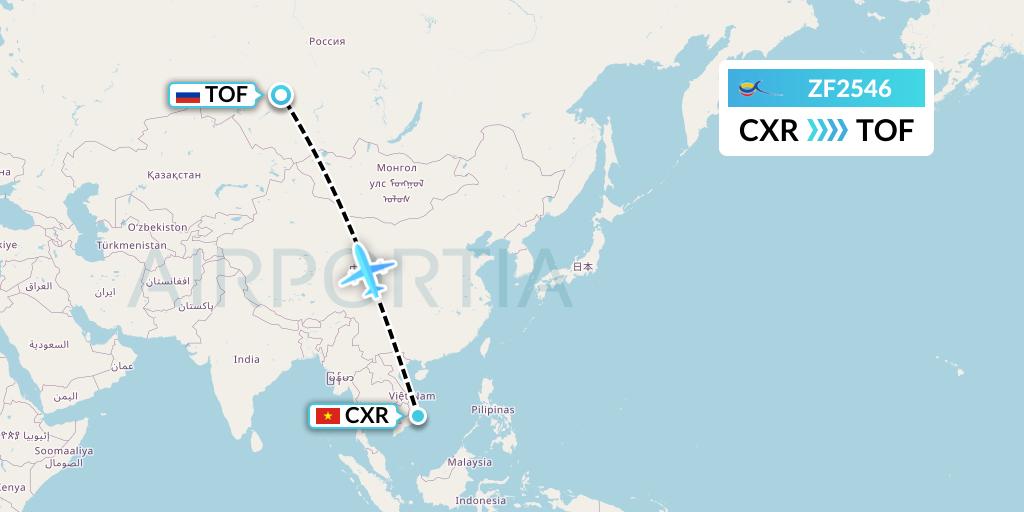 ZF2546 Azur Air Flight Map: Nha Trang to Tomsk