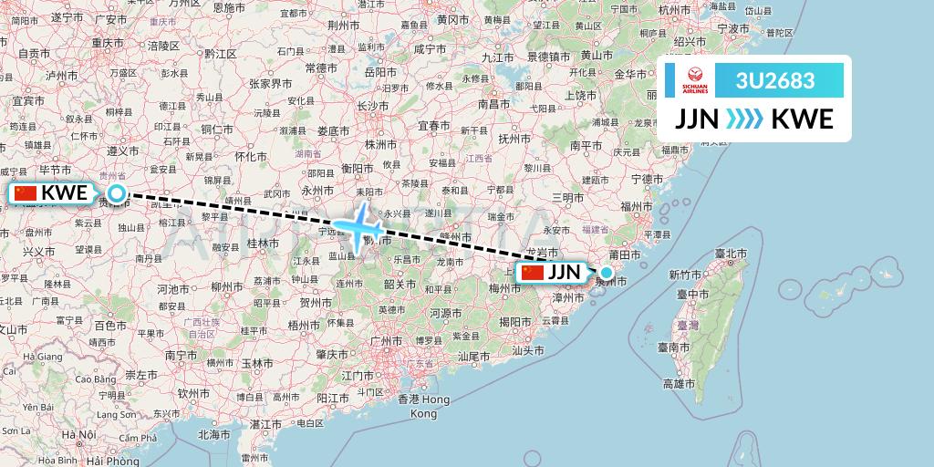 3U2683 Sichuan Airlines Flight Map: Jinjiang to Guiyang