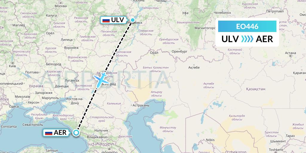 EO446 Pegas Fly Flight Map: Ulyanovsk to Sochi