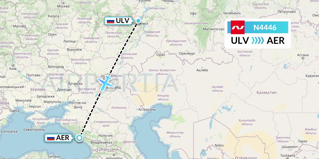 N4446 Nordwind Airlines Flight Map: Ulyanovsk to Sochi