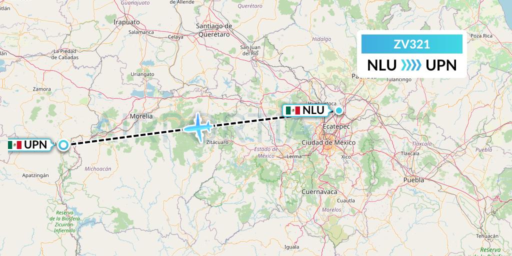 ZV321 Aerus Flight Map: Reyes Acozac to Uruapan