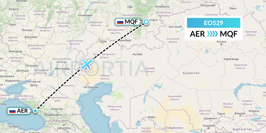 EO529 Pegas Fly Flight Map: Sochi to Magnitogorsk
