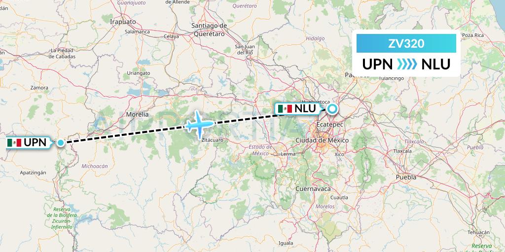 ZV320 Aerus Flight Map: Uruapan to Reyes Acozac