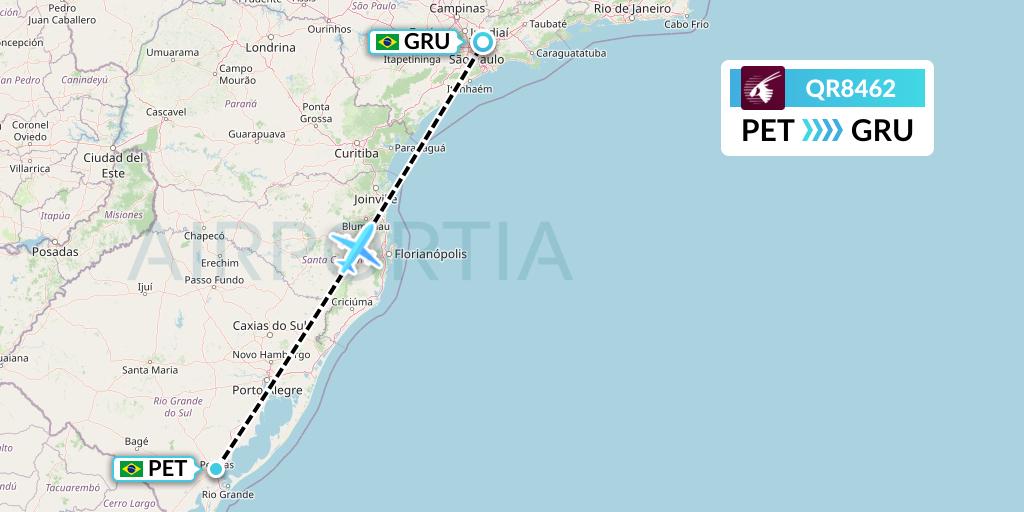 QR8462 Qatar Airways Flight Map: Pelotas to Sao Paulo