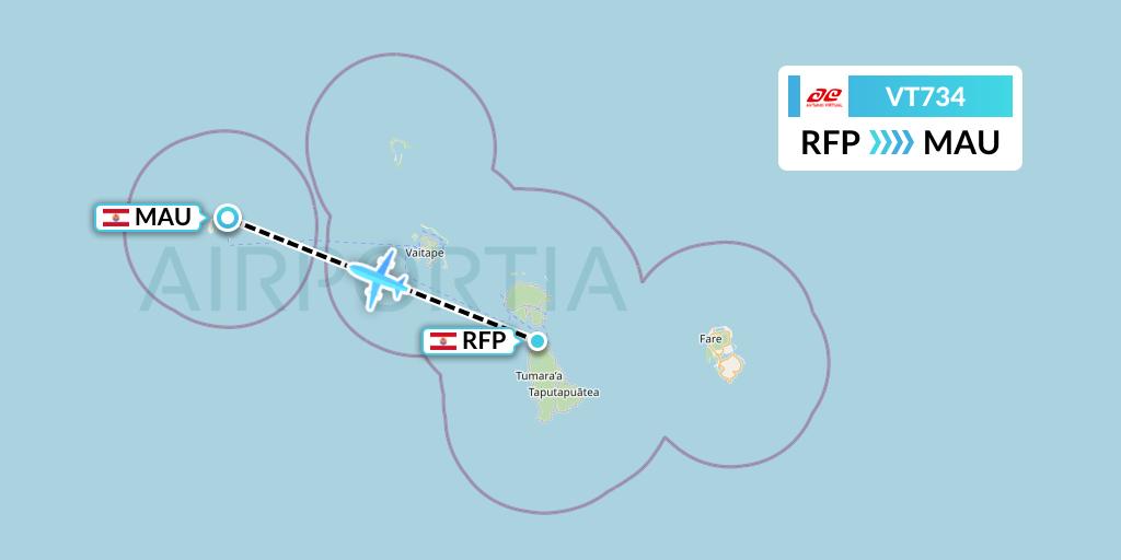 VT734 Air Tahiti Flight Map: Raiatea to Maupiti