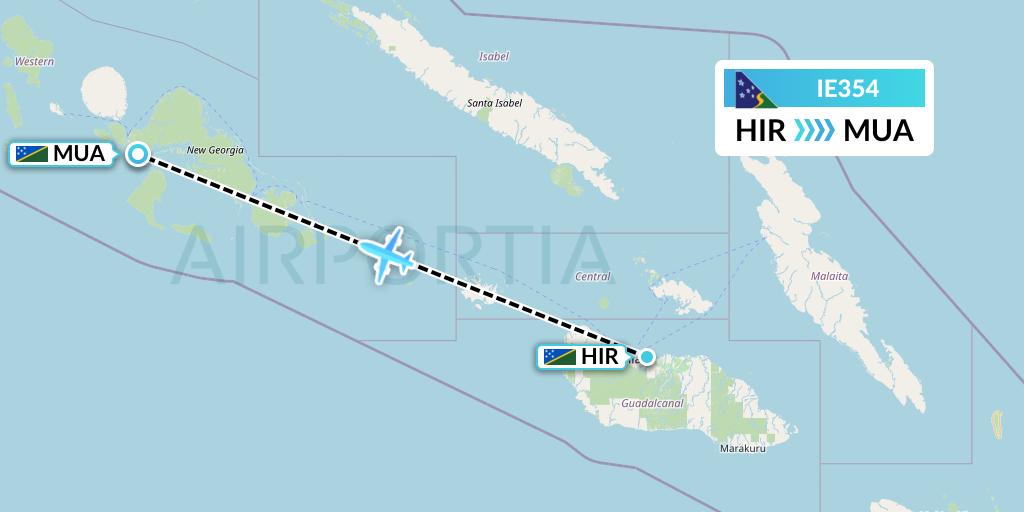 IE354 Solomon Airlines Flight Map: Honiara to Solomon Islands