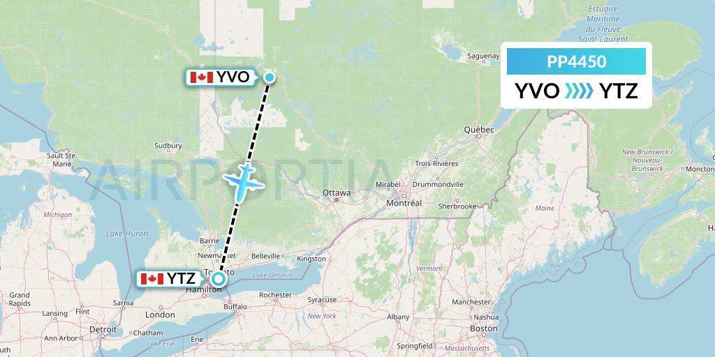 PP4450 Jet Aviation Business Jets Flight Map: Val-d'Or to Toronto