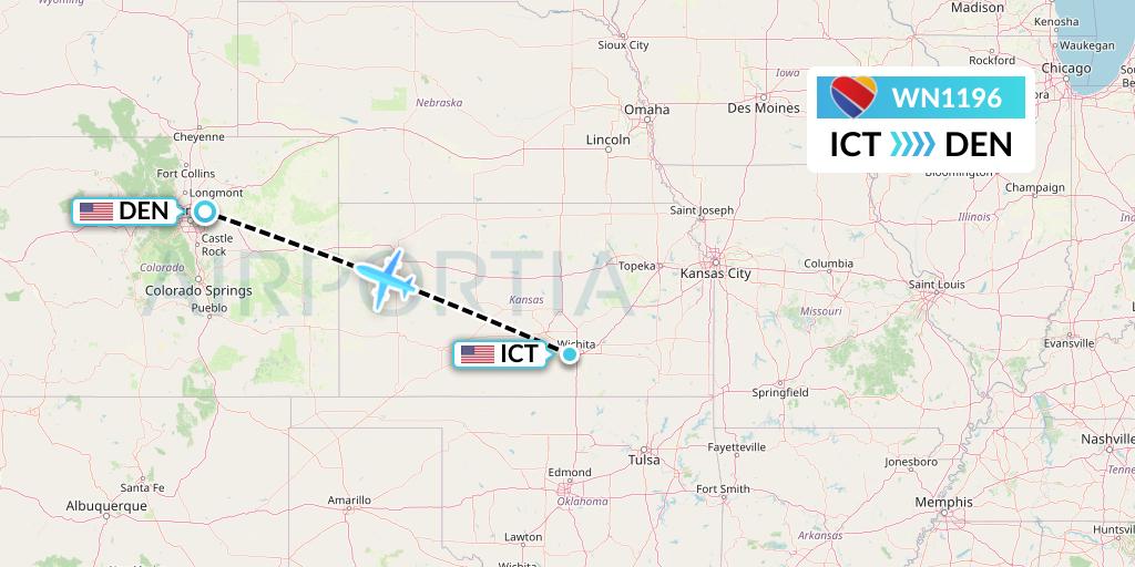 WN1196 Southwest Airlines Flight Map: Wichita to Denver
