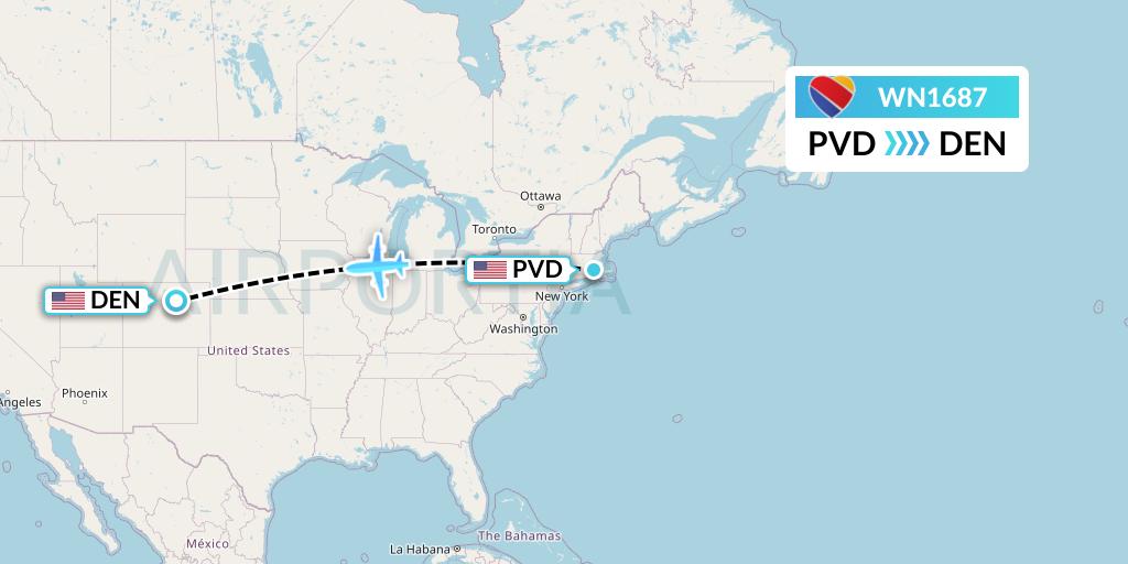 WN1687 Southwest Airlines Flight Map: Providence to Denver