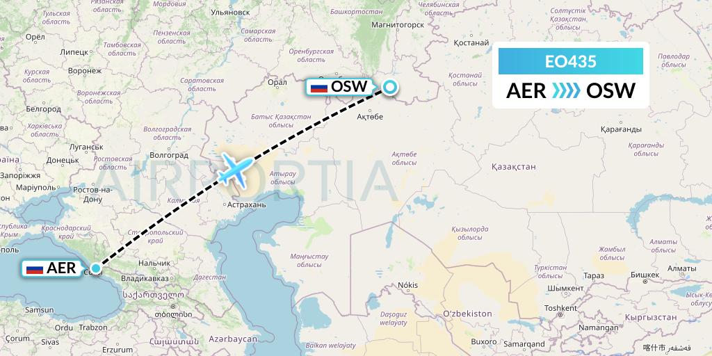 EO435 Pegas Fly Flight Map: Sochi to Orsk