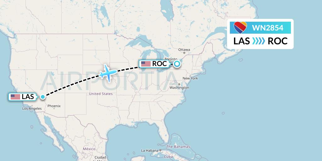 WN2854 Southwest Airlines Flight Map: Las Vegas to Rochester