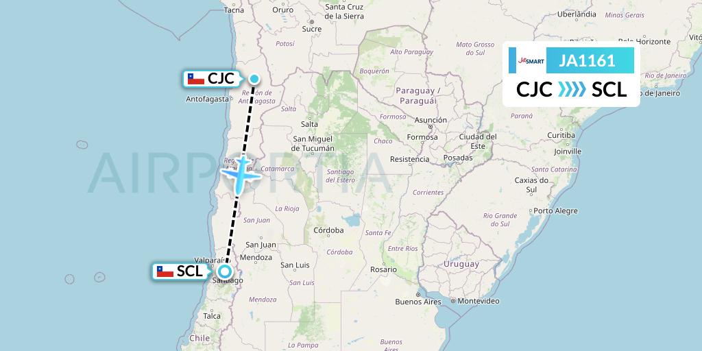 JA1161 JetSMART Flight Map: Calama to Santiago