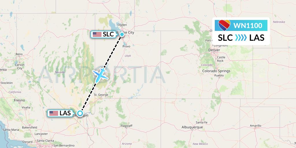 WN1100 Southwest Airlines Flight Map: Salt Lake City to Las Vegas
