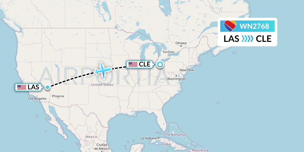 WN2768 Southwest Airlines Flight Map: Las Vegas to Cleveland