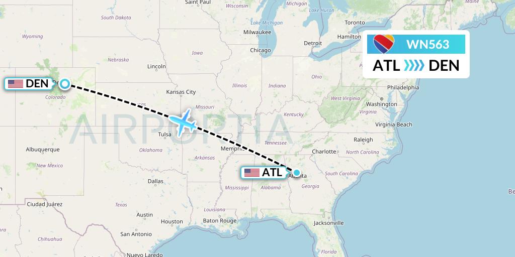 WN563 Southwest Airlines Flight Map: Atlanta to Denver