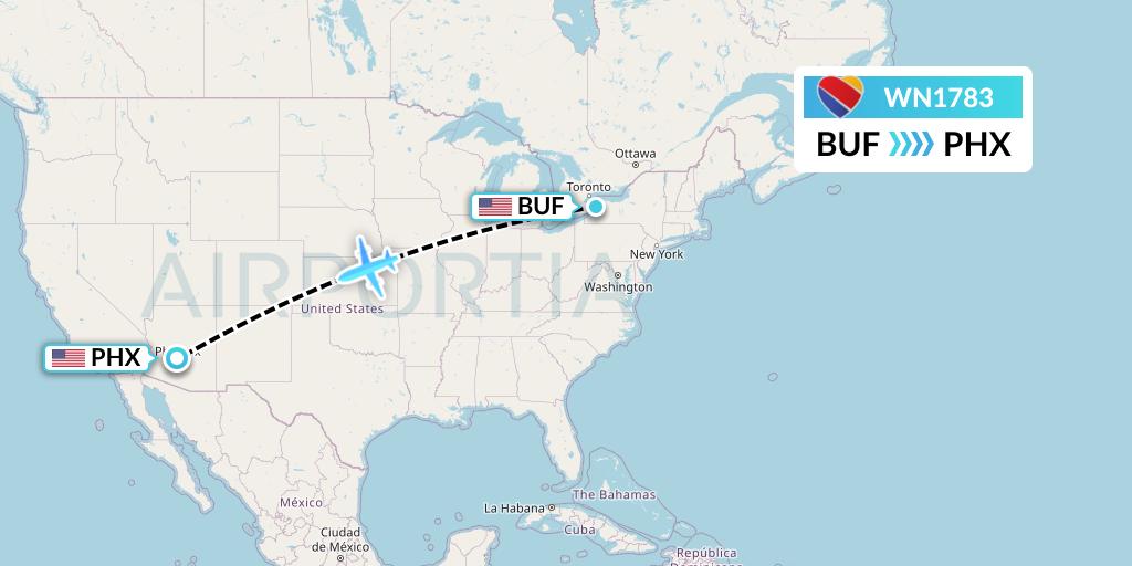 WN1783 Southwest Airlines Flight Map: Buffalo to Phoenix