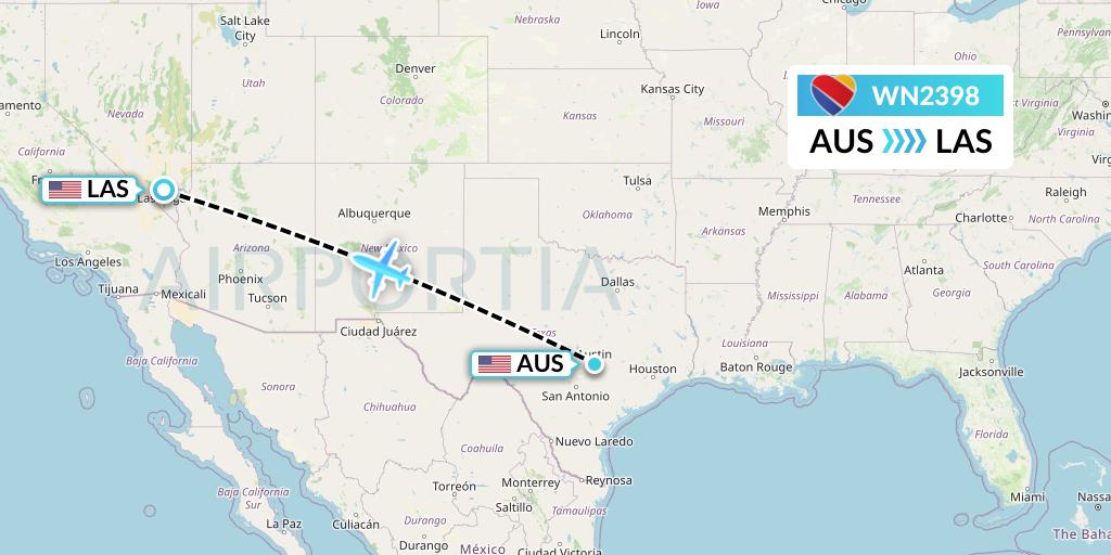WN2398 Southwest Airlines Flight Map: Austin to Las Vegas