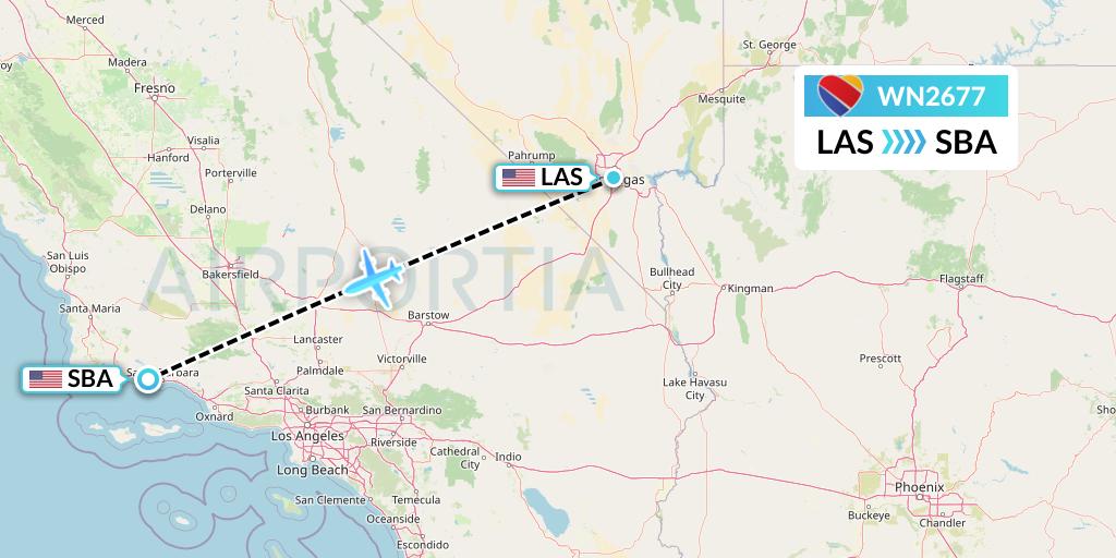 WN2677 Southwest Airlines Flight Map: Las Vegas to Santa Barbara