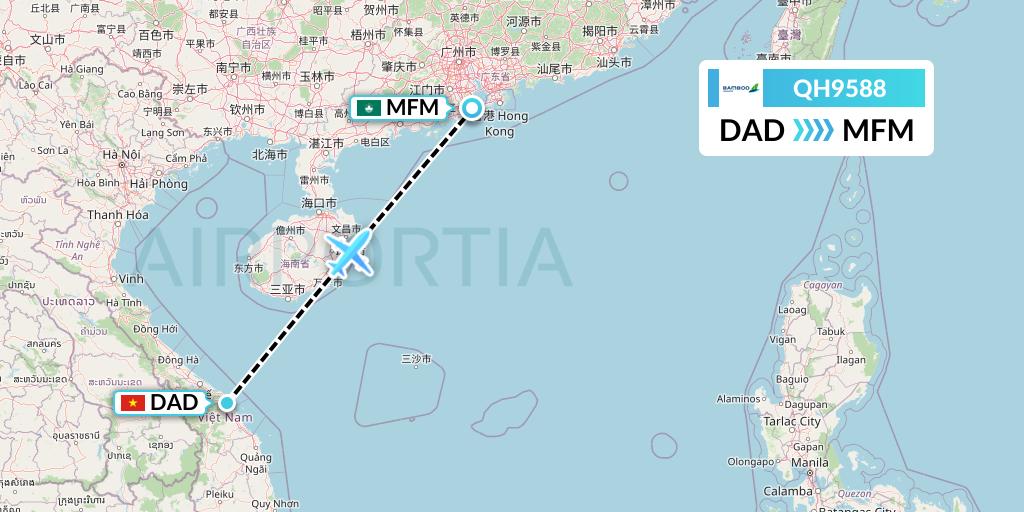 QH9588 Bamboo Airways Flight Map: Da Nang to Macau