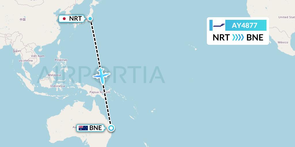AY4877 Finnair Flight Map: Tokyo to Brisbane