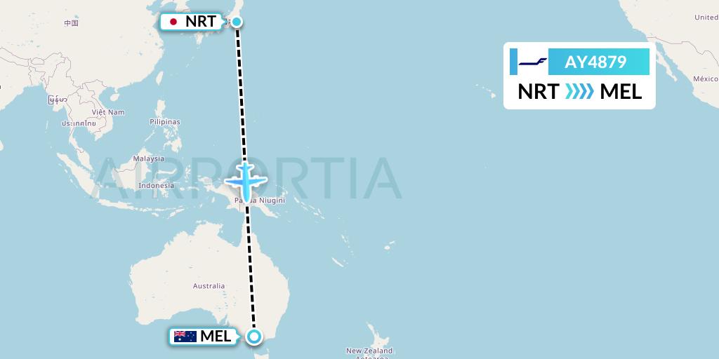 AY4879 Finnair Flight Map: Tokyo to Melbourne