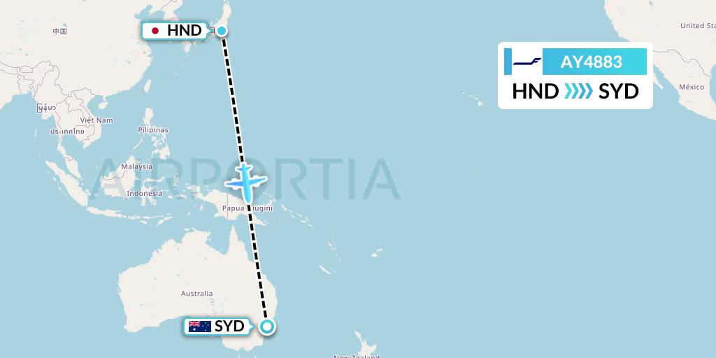 AY4883 Finnair Flight Map: Tokyo to Sydney