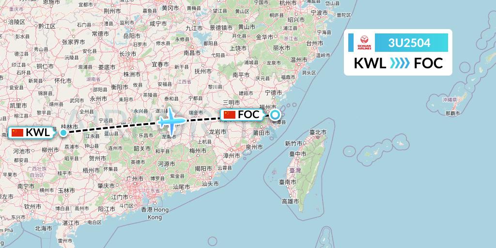 3U2504 Sichuan Airlines Flight Map: Guilin to Fuzhou