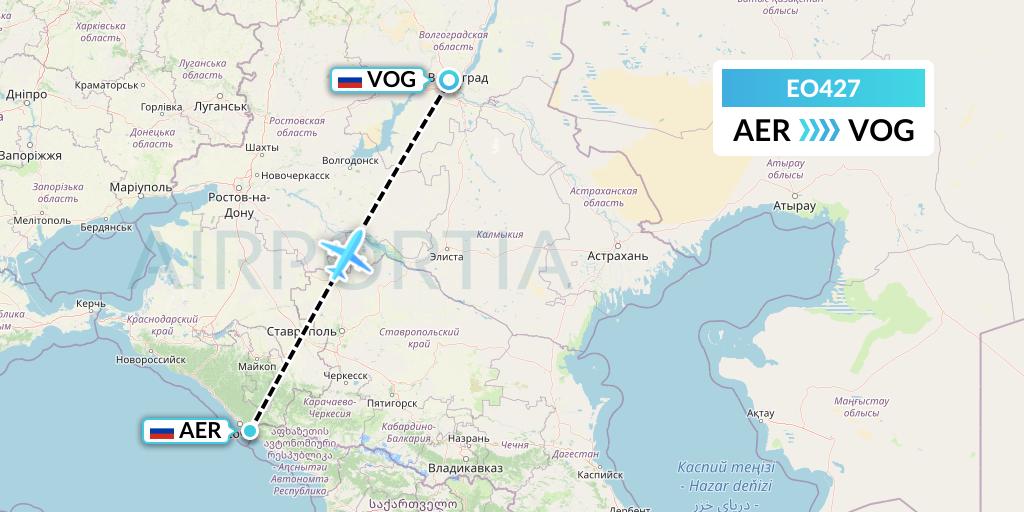 EO427 Pegas Fly Flight Map: Sochi to Volgograd