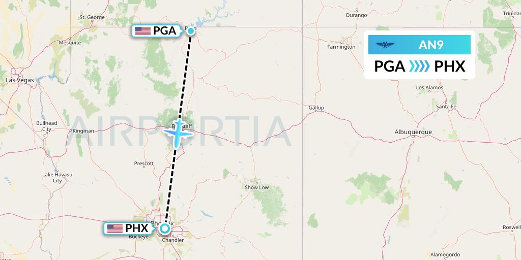 AN9 Advanced Air Flight Map: Page to Phoenix
