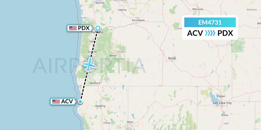 EM4731 Empire Airlines Flight Map: Eureka to Portland