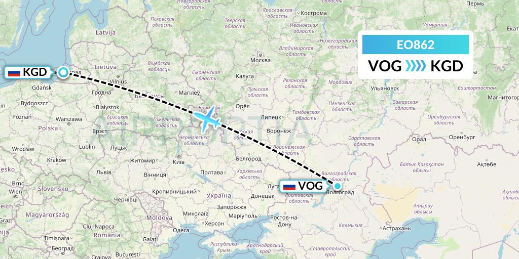 EO862 Pegas Fly Flight Map: Volgograd to Kaliningrad