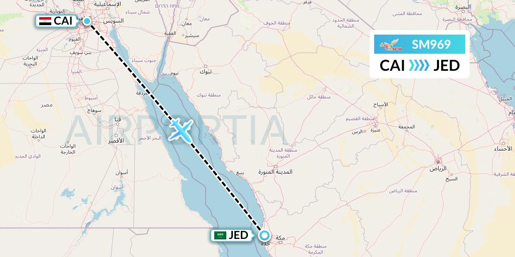 SM969 Air Cairo Flight Map: Cairo to Jeddah