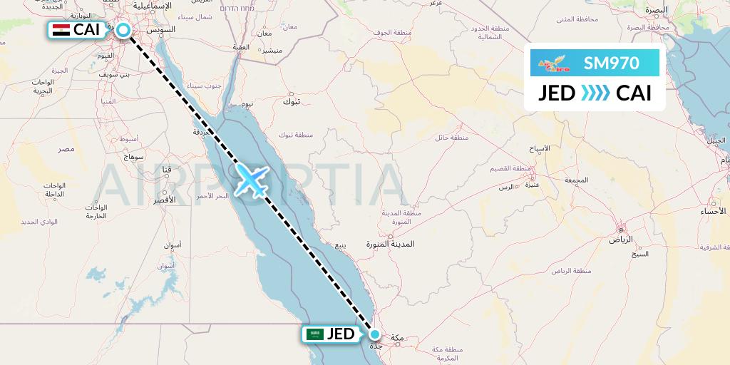 SM970 Air Cairo Flight Map: Jeddah to Cairo