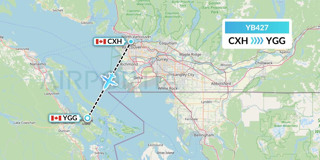 YB427 Harbour Air Seaplanes Flight Map: Vancouver to Ganges Harbor