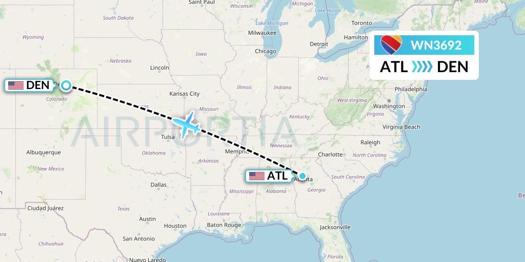 WN3692 Southwest Airlines Flight Map: Atlanta to Denver