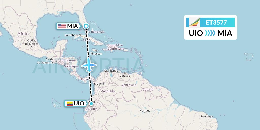 ET3577 Ethiopian Airlines Flight Map: Quito to Miami