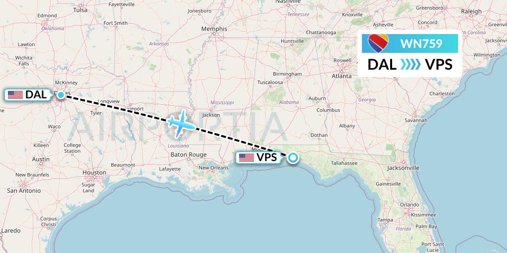 WN759 Southwest Airlines Flight Map: Dallas to Valparaiso