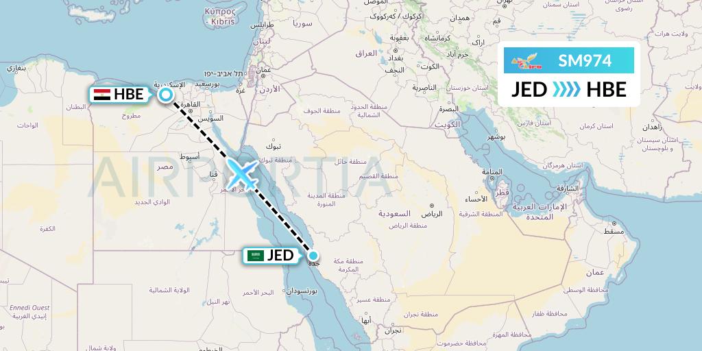 SM974 Air Cairo Flight Map: Jeddah to Alexandria