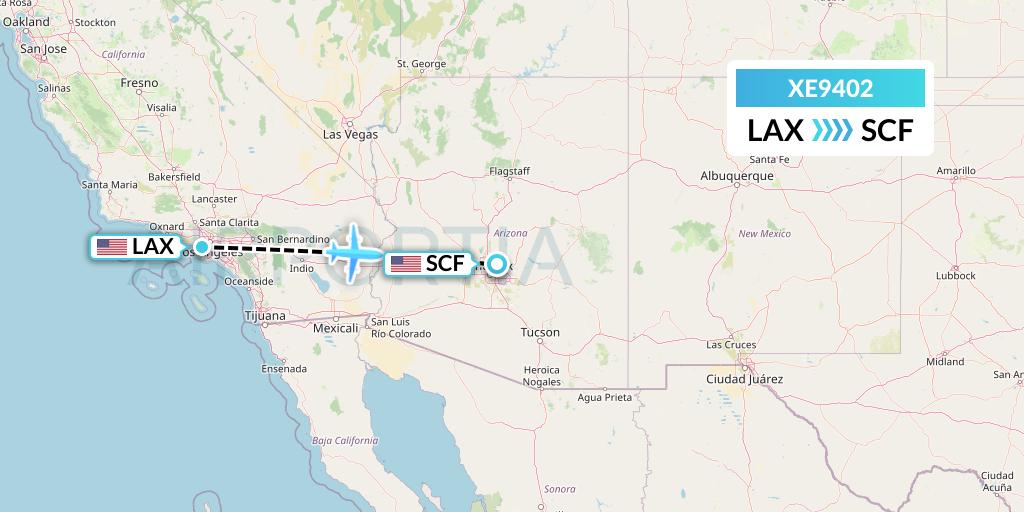 XE9402 Jsx Flight Map: Los Angeles to Scottsdale