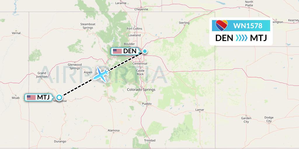 WN1578 Southwest Airlines Flight Map: Denver to Montrose