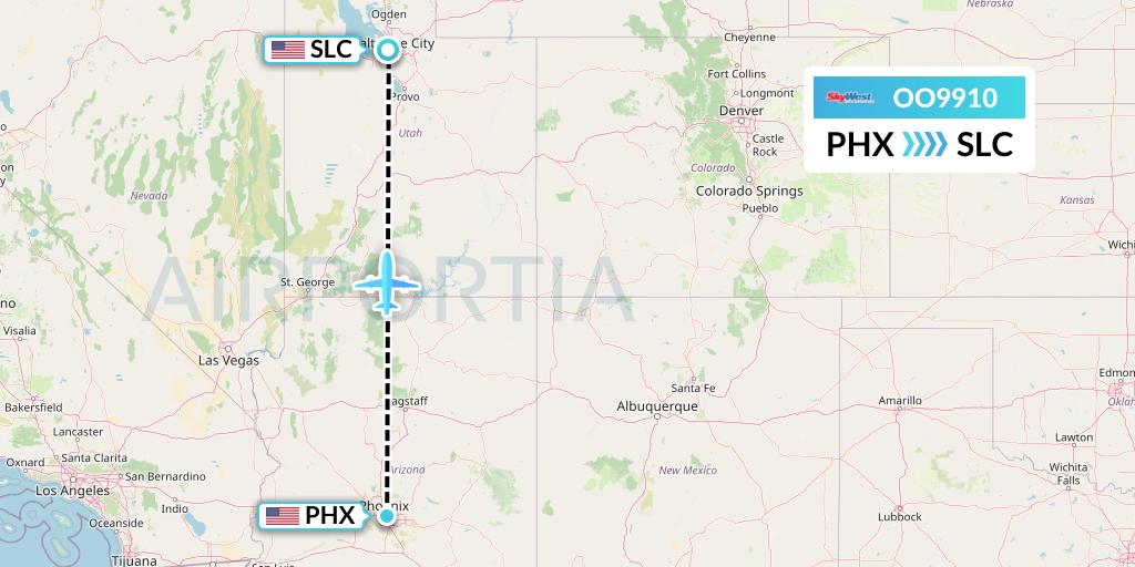 OO9910 SkyWest Airlines Flight Map: Phoenix to Salt Lake City