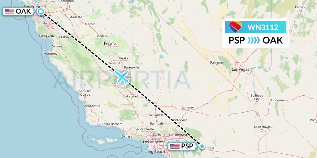 WN3112 Southwest Airlines Flight Map: Palm Springs to Oakland