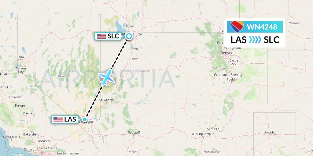 WN4248 Southwest Airlines Flight Map: Las Vegas to Salt Lake City