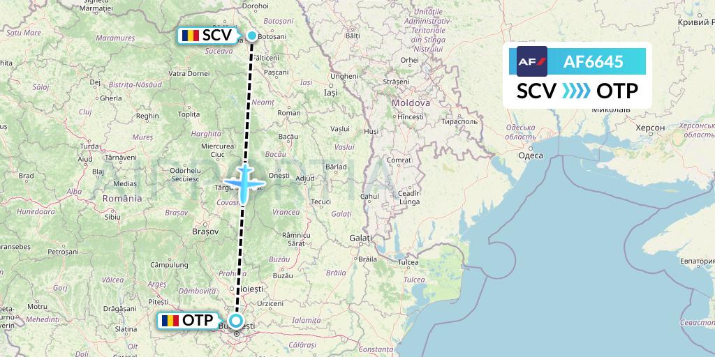 AF6645 Air France Flight Map: Suceava to Bucharest