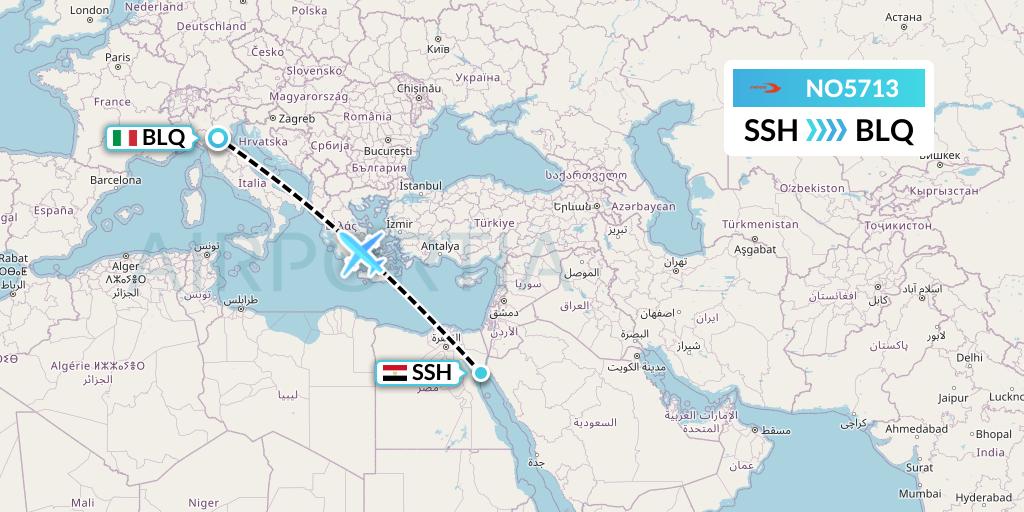 NO5713 Neos Flight Map: Sharm el-Sheikh to Bologna