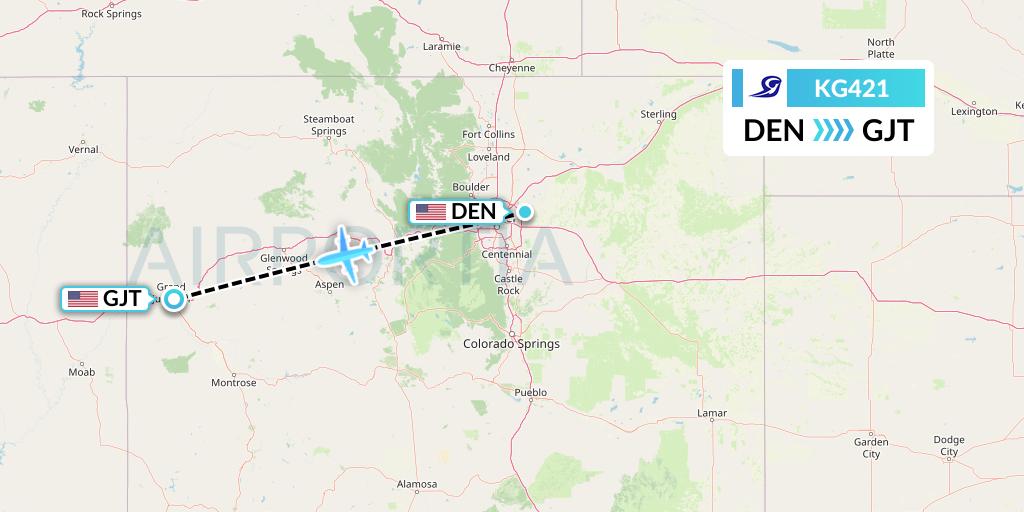 KG421 Key Lime Air Flight Map: Denver to Grand Junction