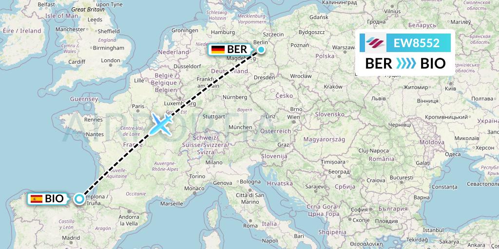 EW8552 Eurowings Flight Map: Berlin to Bilbao
