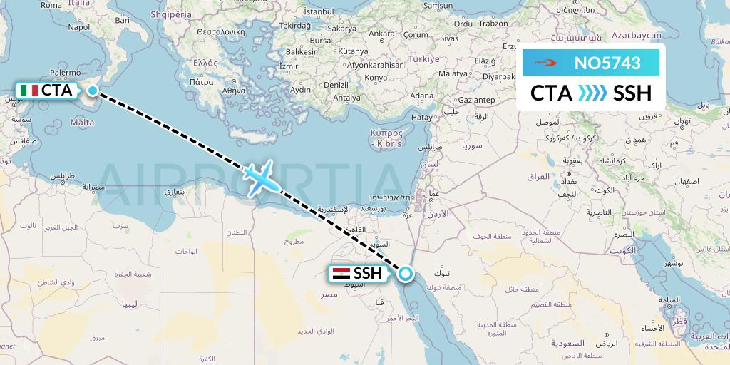 NO5743 Neos Flight Map: Catania to Sharm el-Sheikh
